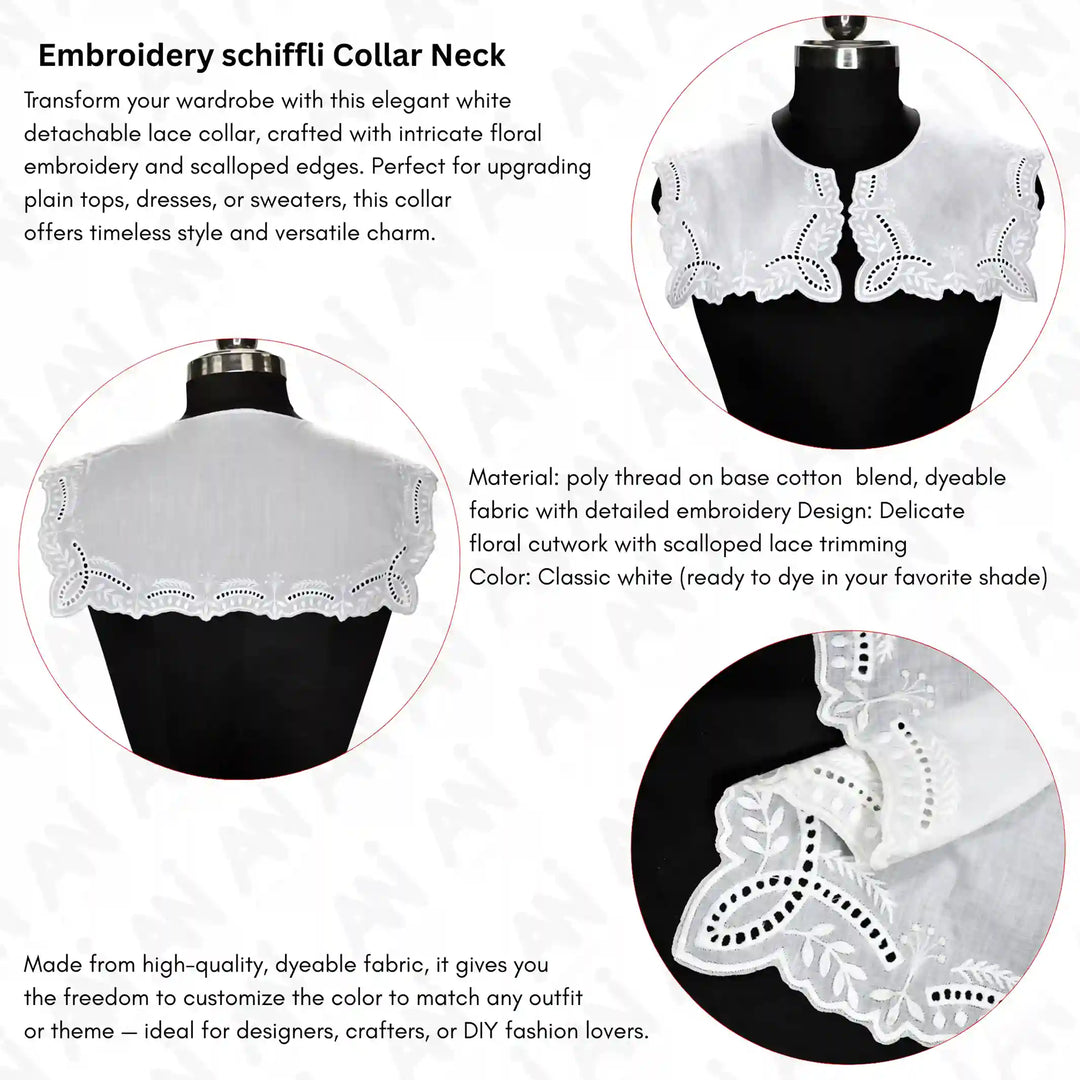 Premium Square Broderie Anglaise Collar with fine eyelet lace, refined fashion accessory
