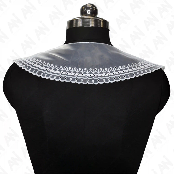 Premium net neck collar with floral border by Ani Accessories with fine embroidery and soft net fabric.