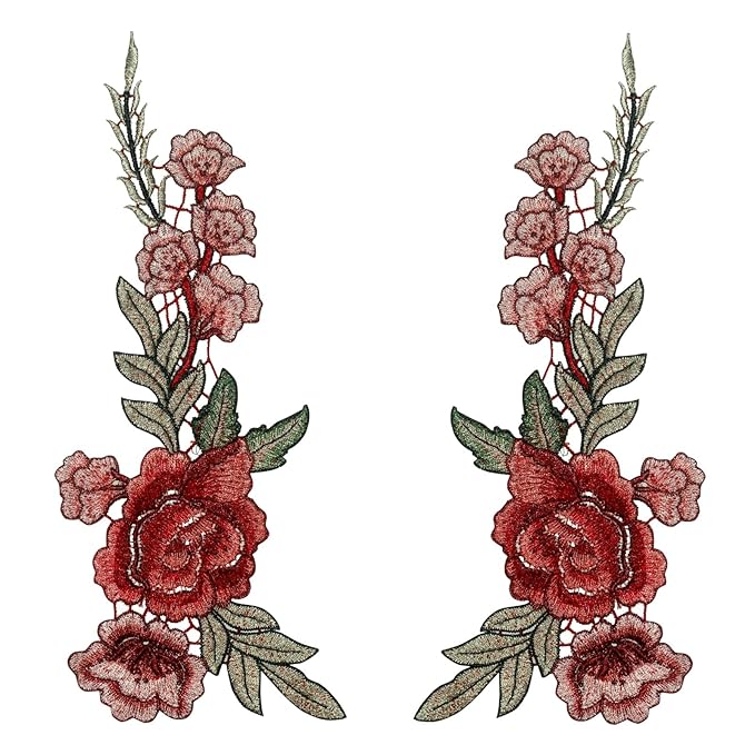 Rose Flower Patch by Ani Accessories, detailed floral applique perfect for jackets, dresses, bags, and DIY fashion projects