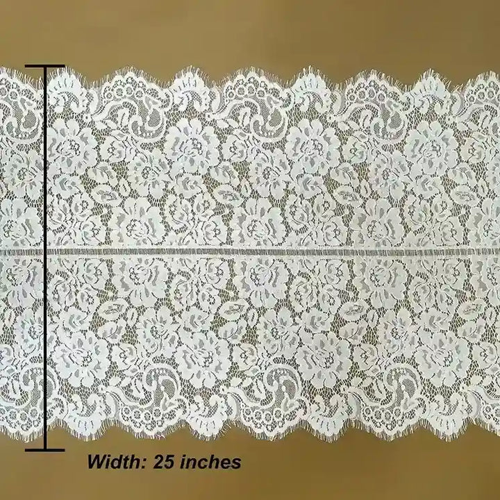 Rose pattern eyelash lace dyeable fabric 25 inch by Ani Accessories for designer clothing and DIY