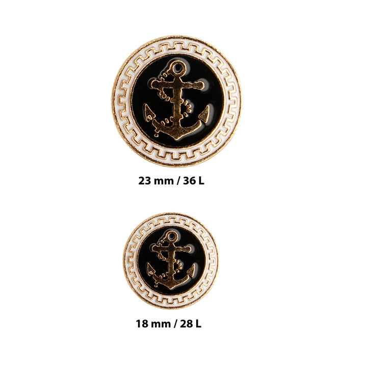 Gold and Black Anchor Metal Button (7 Big + 7 Small)