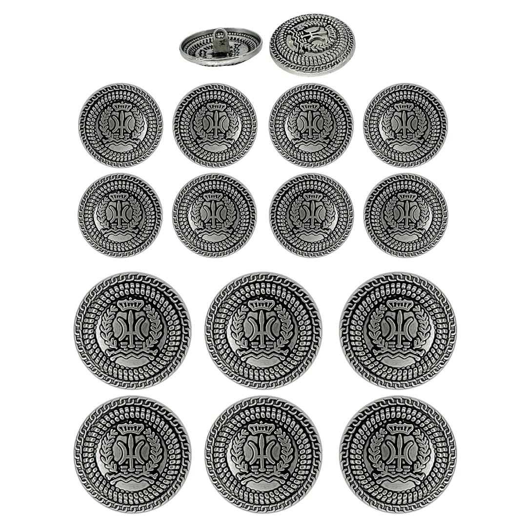 Set of 14 metal buttons by Ani Accessories, ideal for enhancing clothing designs, bags, and accessories with a stylish touch