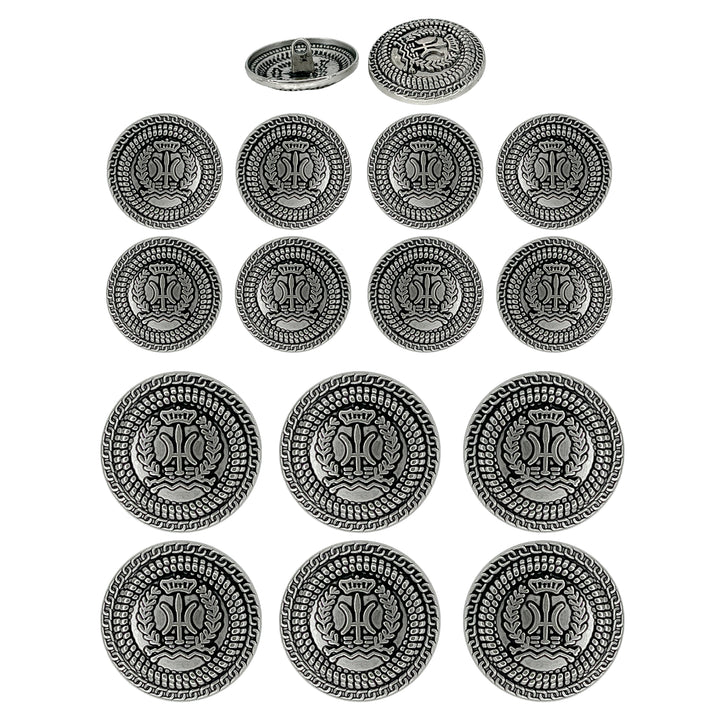 Set of 14 metal buttons by Ani Accessories, ideal for enhancing clothing designs, bags, and accessories with a stylish touch