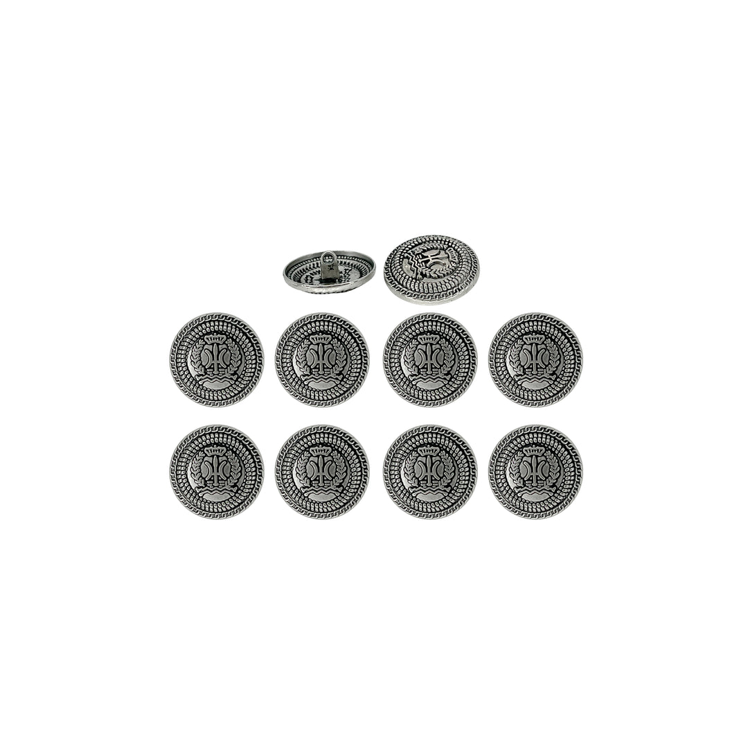 Set of 8 antique silver metal buttons by Ani Accessories, perfect for fashion upgrades, custom styling, and clothing designs