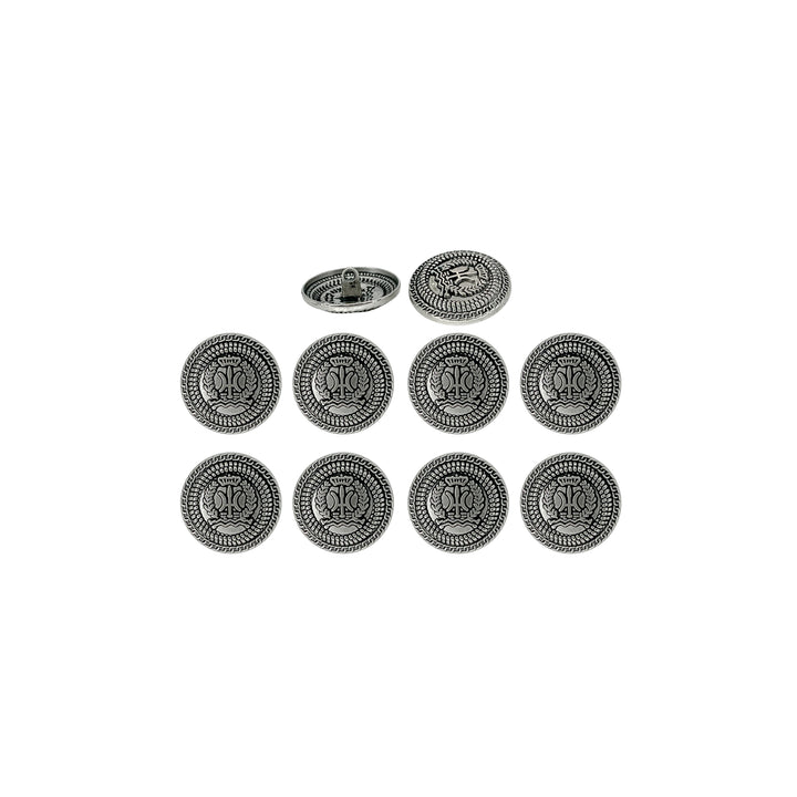 Set of 8 antique silver metal buttons by Ani Accessories, perfect for fashion upgrades, custom styling, and clothing designs