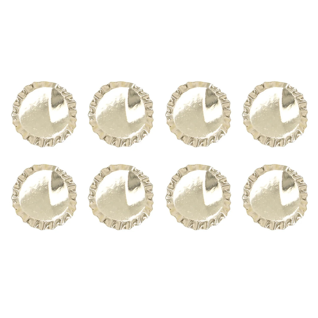 Set of 8 polished metal cap buttons by Ani Accessories, perfect for adding sophistication to coats, blazers and more.