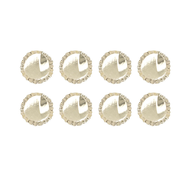 Set of 8 small metal buttons by Ani Accessories, perfect for giving a bold touch to garments best for customizing fashion. 