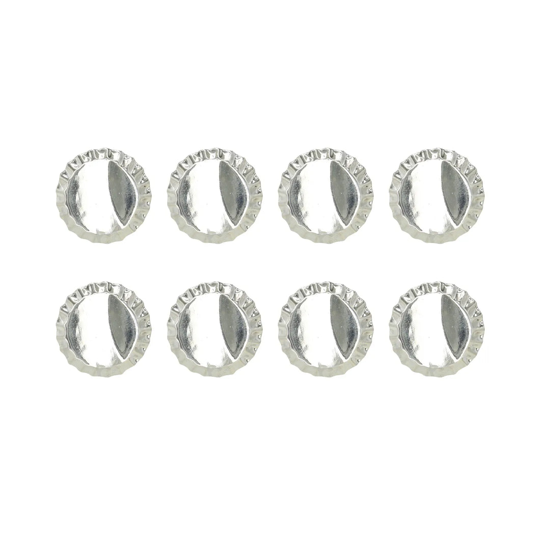 Set of 8 shiny, small-sized silver buttons By Ani Accessories, these buttons never lose color and enhance your fashion style.