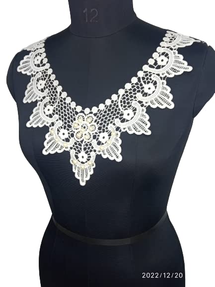 Side view of Victorian Lurex yoke neckline by Ani Accessories on women’s dress highlighting shimmer, design, and detailing