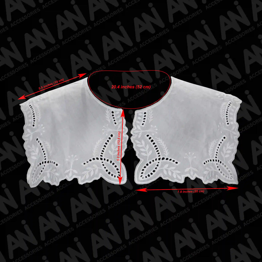 Square Broderie Anglaise Collar featuring floral eyelet embroidery, stylish removable fashion collar