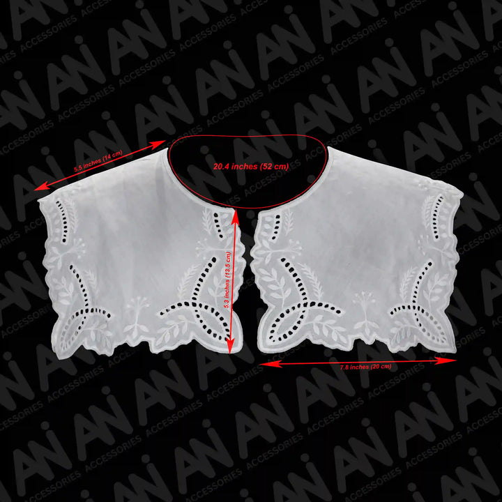 Square Broderie Anglaise Collar featuring floral eyelet embroidery, stylish removable fashion collar