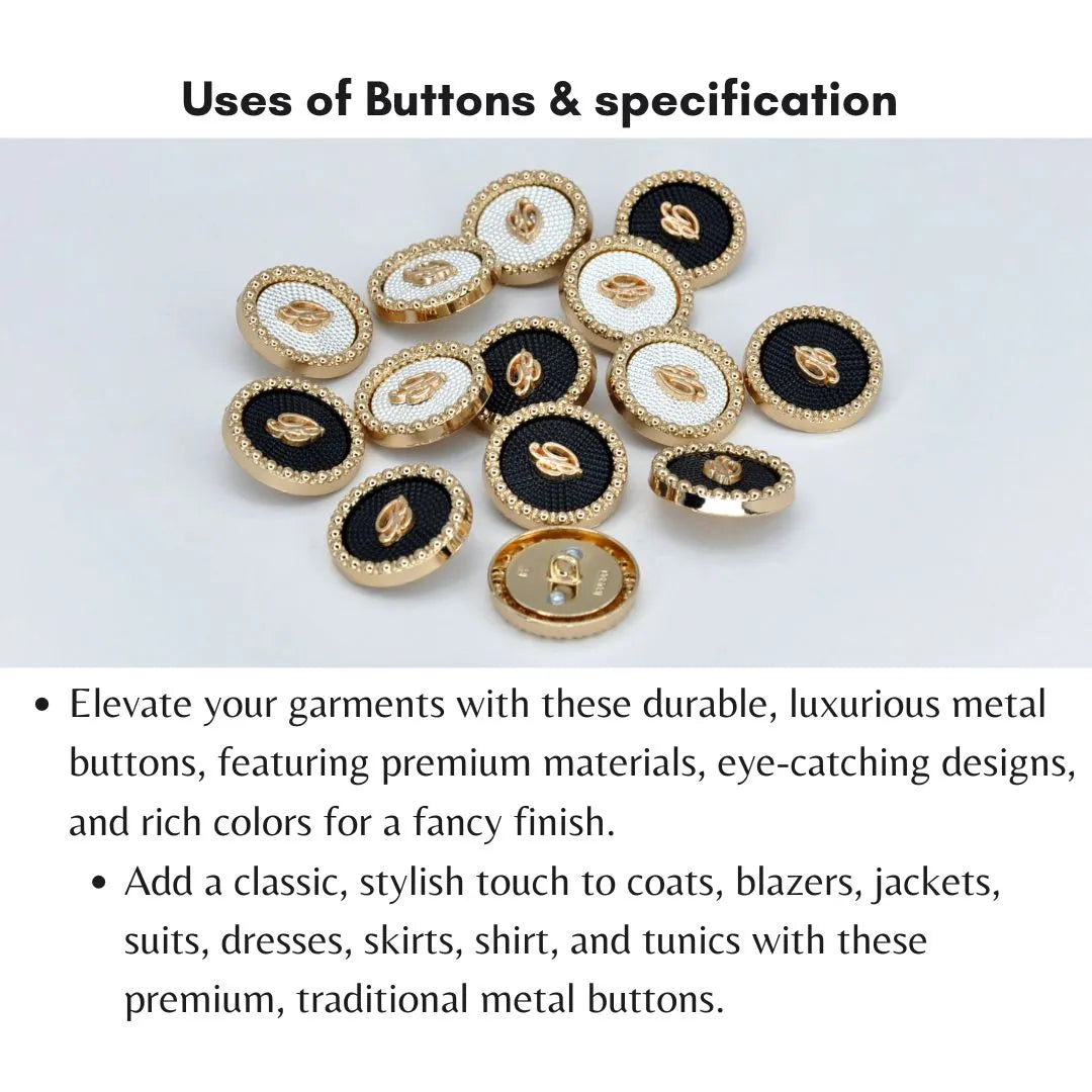 Letter B Designer Buttons with Textured Enamel Center | 23mm & 18mm