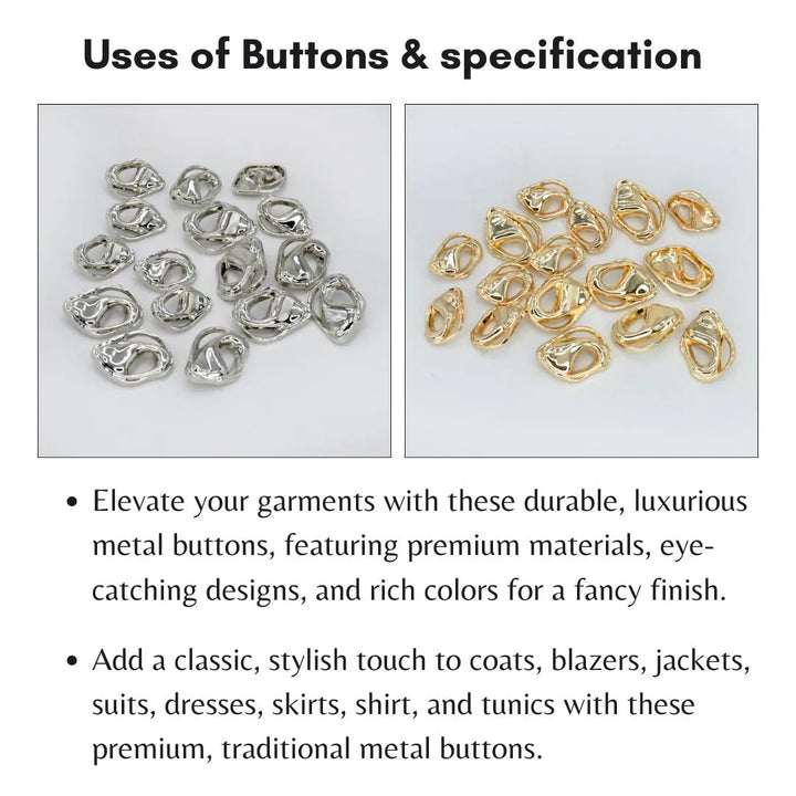 Melted Design Metal Button | 33mm & 27mm