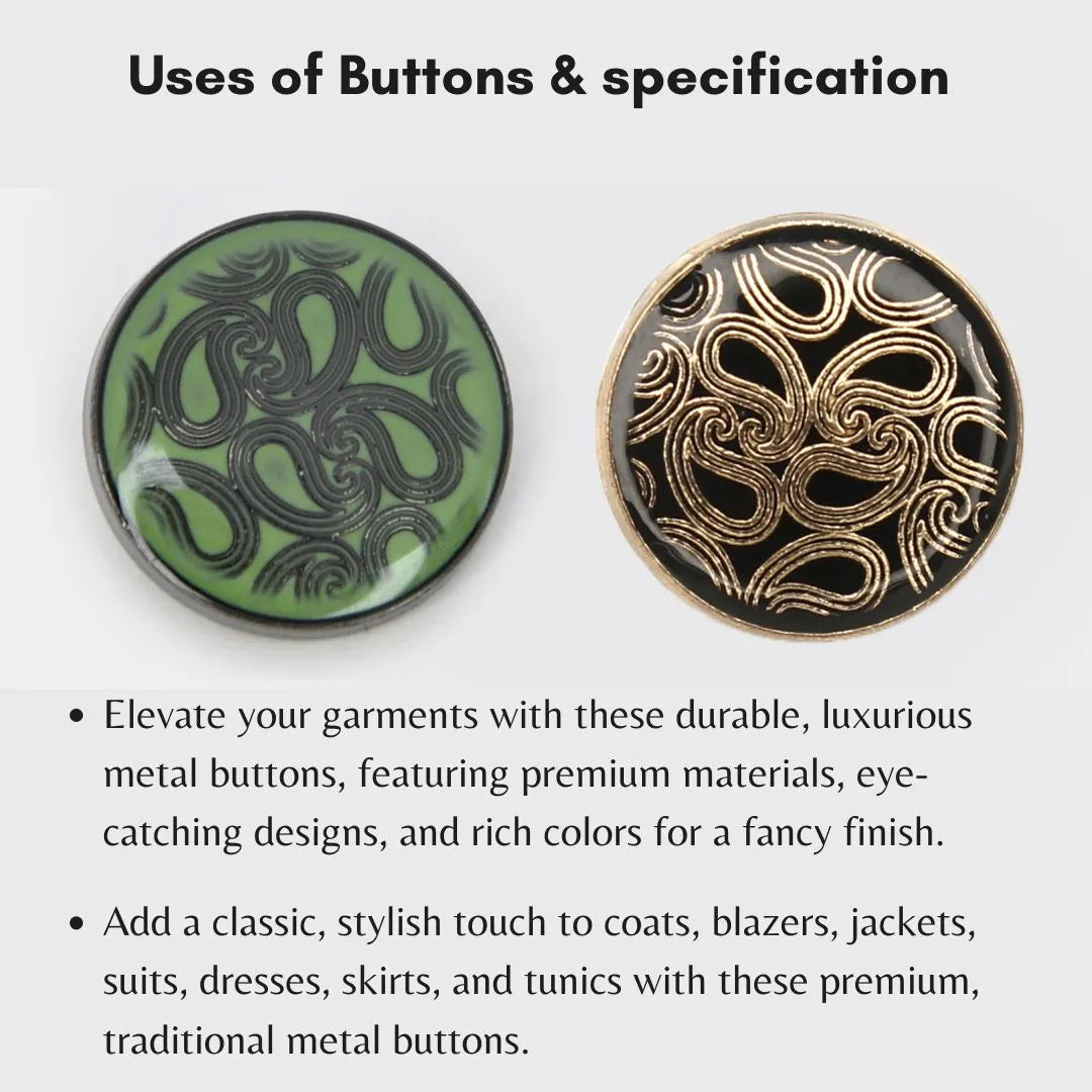 Paisley Metal Buttons