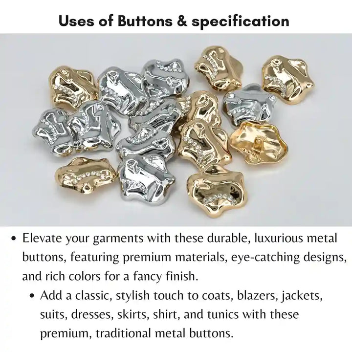 Wavy Inlay Metal Button | 20mm(32L), 25mm(40L) & 30mm(47L)