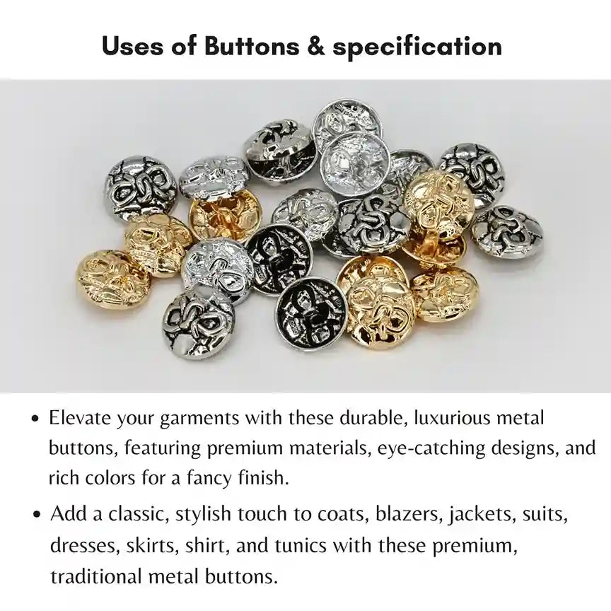 Rope Knot Style Metal Button | 18mm(28L), 20mm(32L) & 23mm(36L)