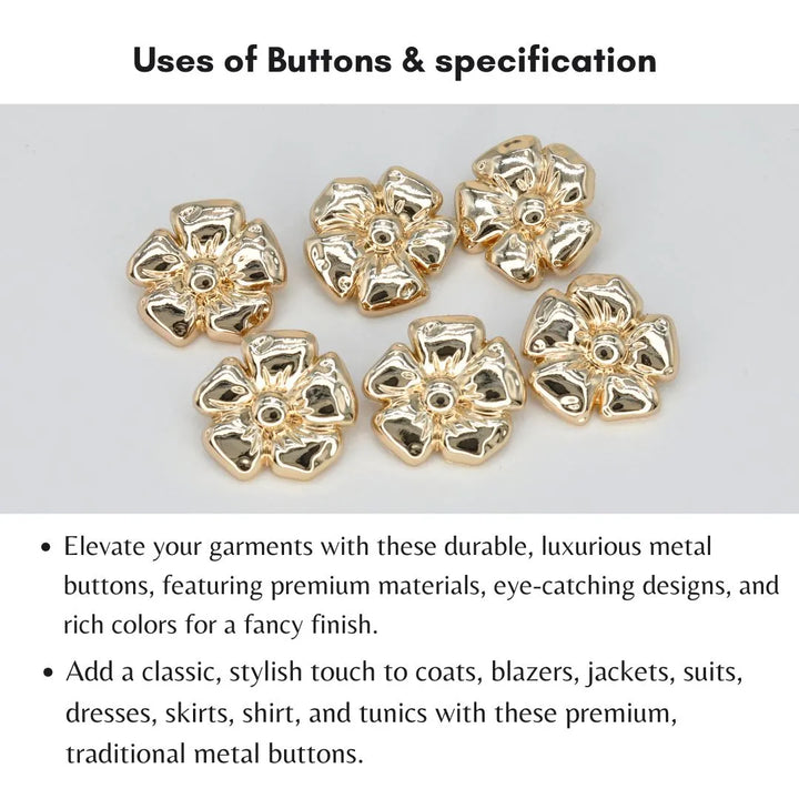 Flower Metal Buttons | 25mm(40L)