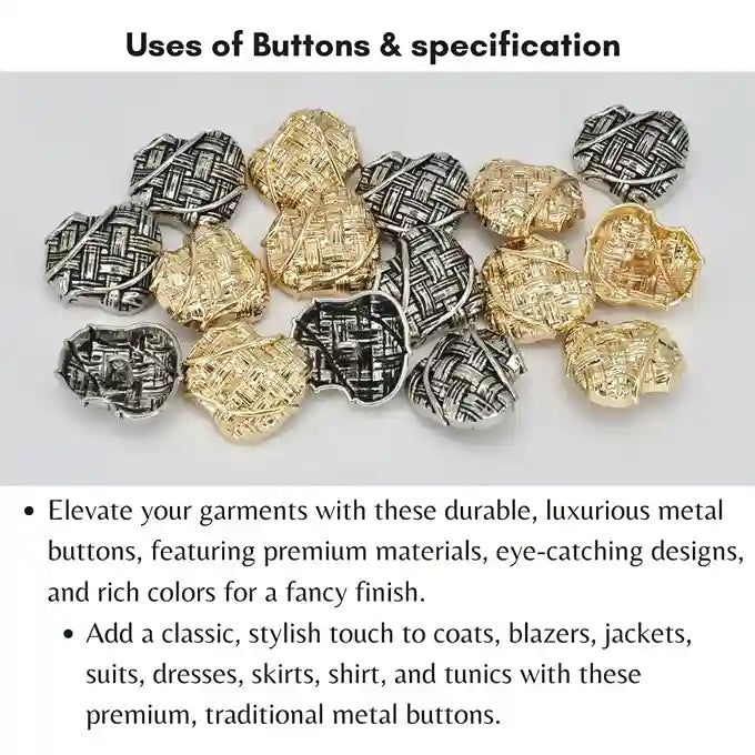Basket Weave Style Metal Buttons | 20mm(32L) & 25mm(40L)
