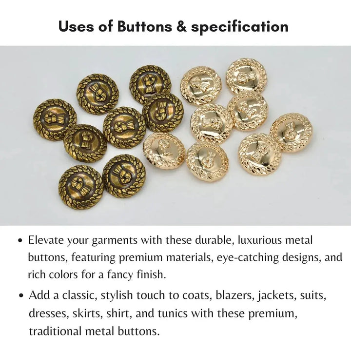 Vintage Chain Knot Metal Button | 18mm (28L) & 23mm (36L)