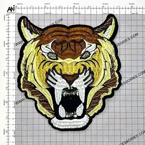 Tiger Patch by Ani Accessories size infographic, showing length and width dimensions