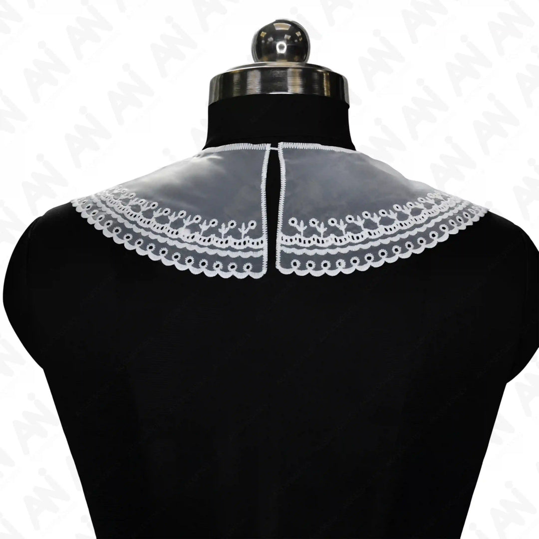 Tow Part Net neck collar with floral border by Ani Accessories crafted for graceful neckline enhancement. Showing backside 