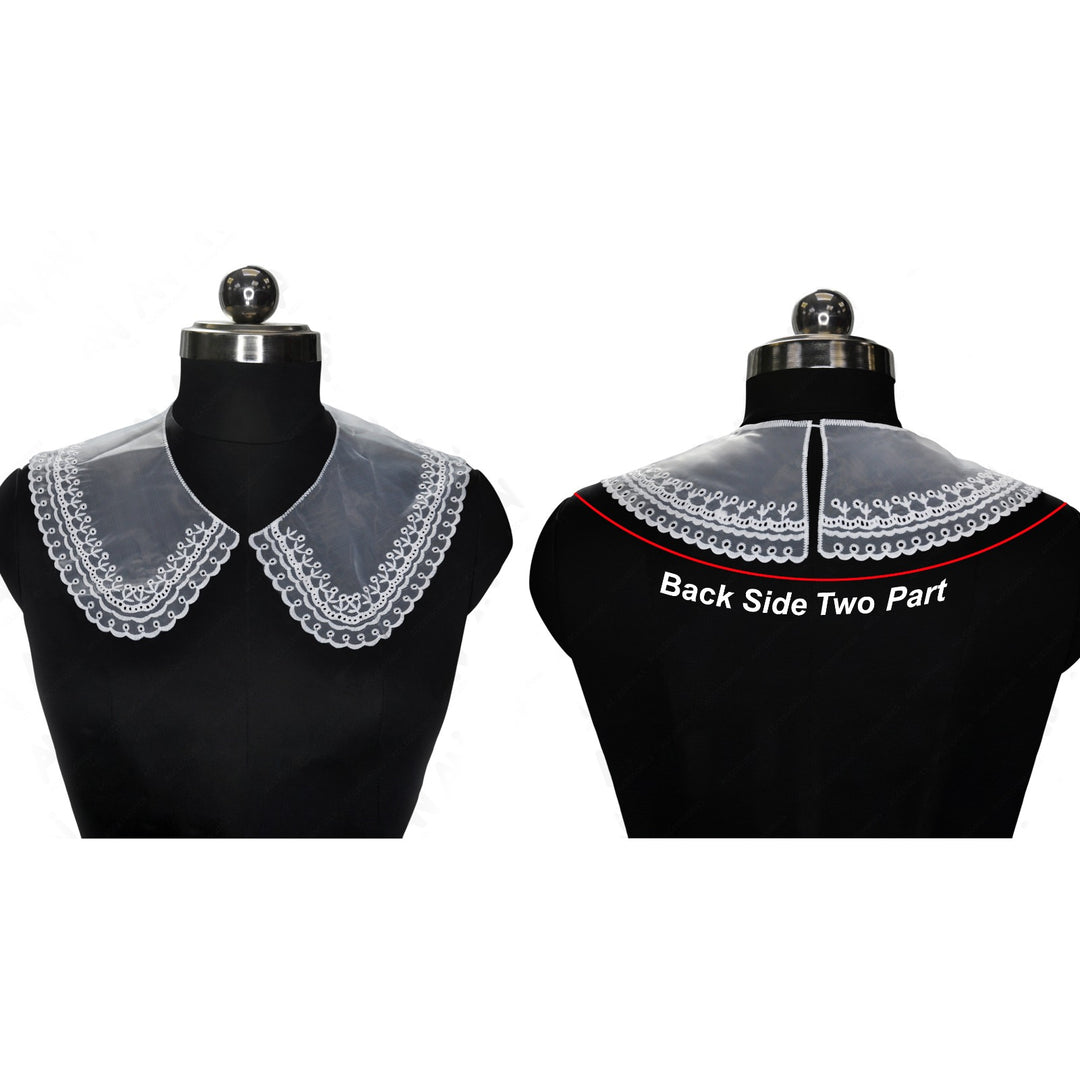 Two Part Front and Backside Ani Accessories net neck collar with floral border ideal for sewing, customization and apparel decoration.