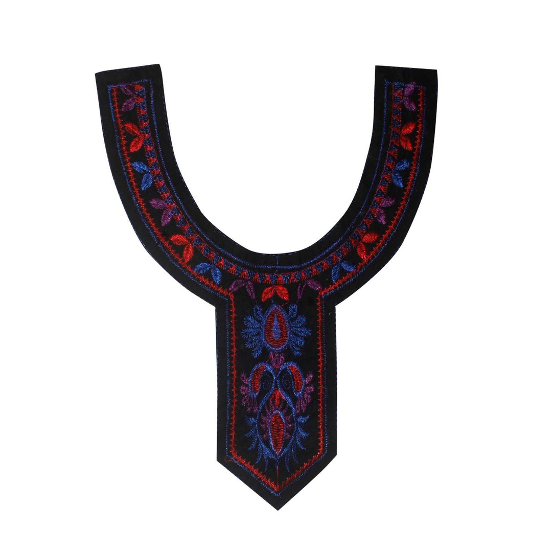 U shape vibrant color scoop neckline with rich embroidery and smooth curves for ethnic dresses by Ani Accessories