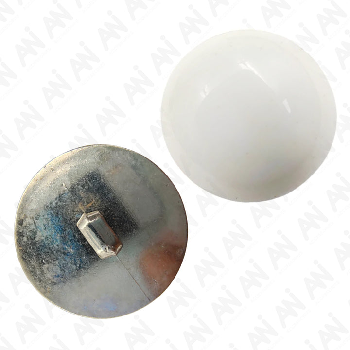 Glossy White Button with Gold Border Shank Button (Pack Of Eight)