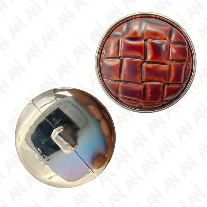 Pu Leather Weave Design Shank Abs Buttons (Pack Of Eight)