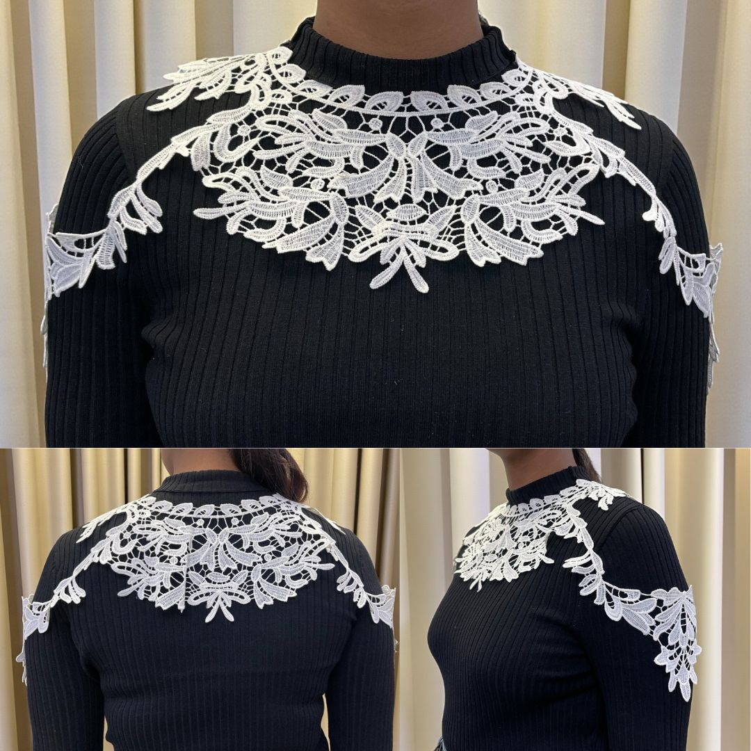 Shoulder Drop Dyeable Lace Scoop Neckline Patch