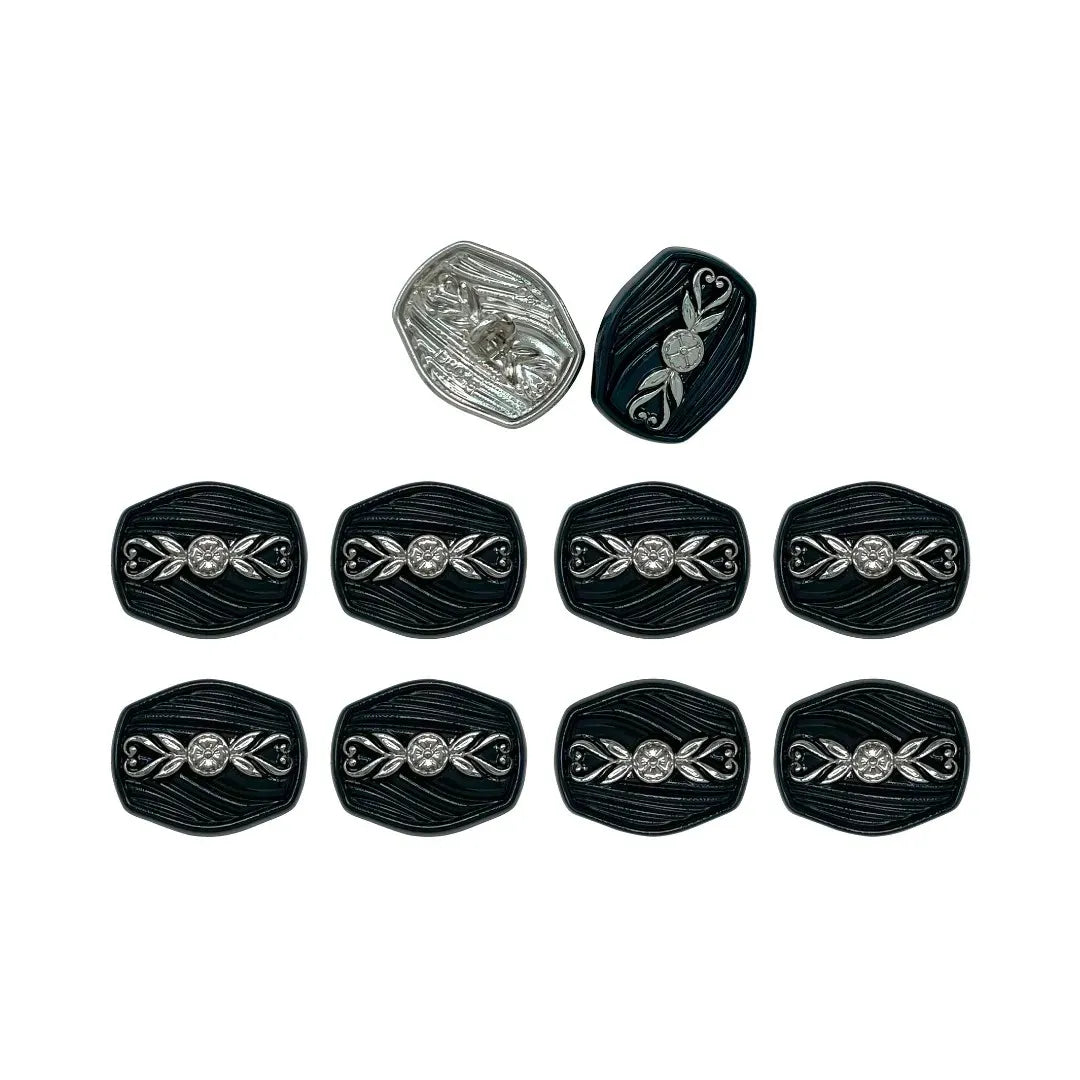 Oval Designer Metal Button with Floral Motif | 18mm(28L) & 23mm(36L)
