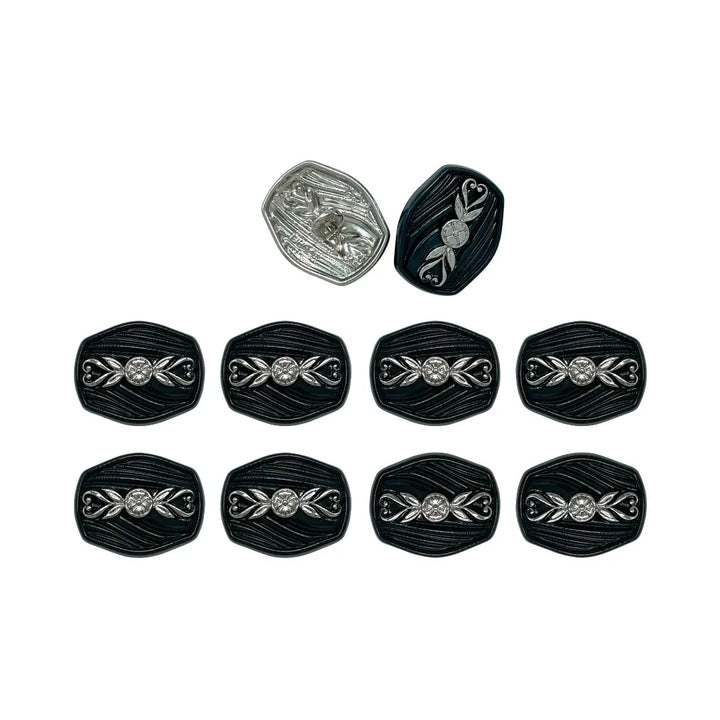 Oval Designer Metal Button with Floral Motif | 18mm(28L) & 23mm(36L)