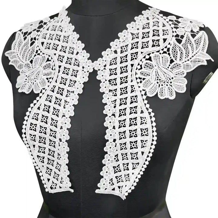 V round floral neckline by Ani Accessories styled on women’s ethnic outfit