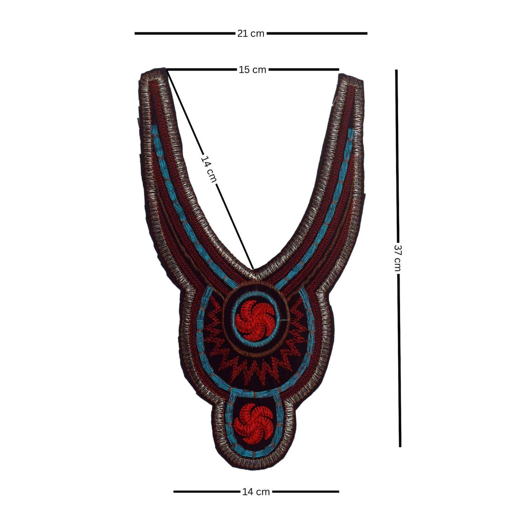 Vibrant multicolor floral embroidered neckline by Ani Accessories designed for ethnic kurtis, suits and festive dresses