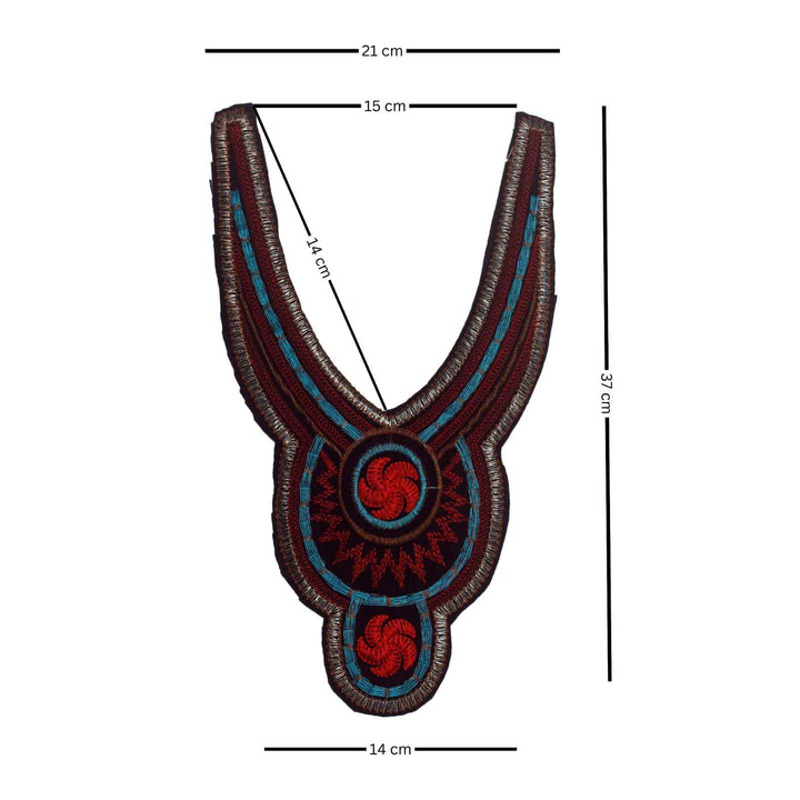 Vibrant multicolor floral embroidered neckline by Ani Accessories designed for ethnic kurtis, suits and festive dresses