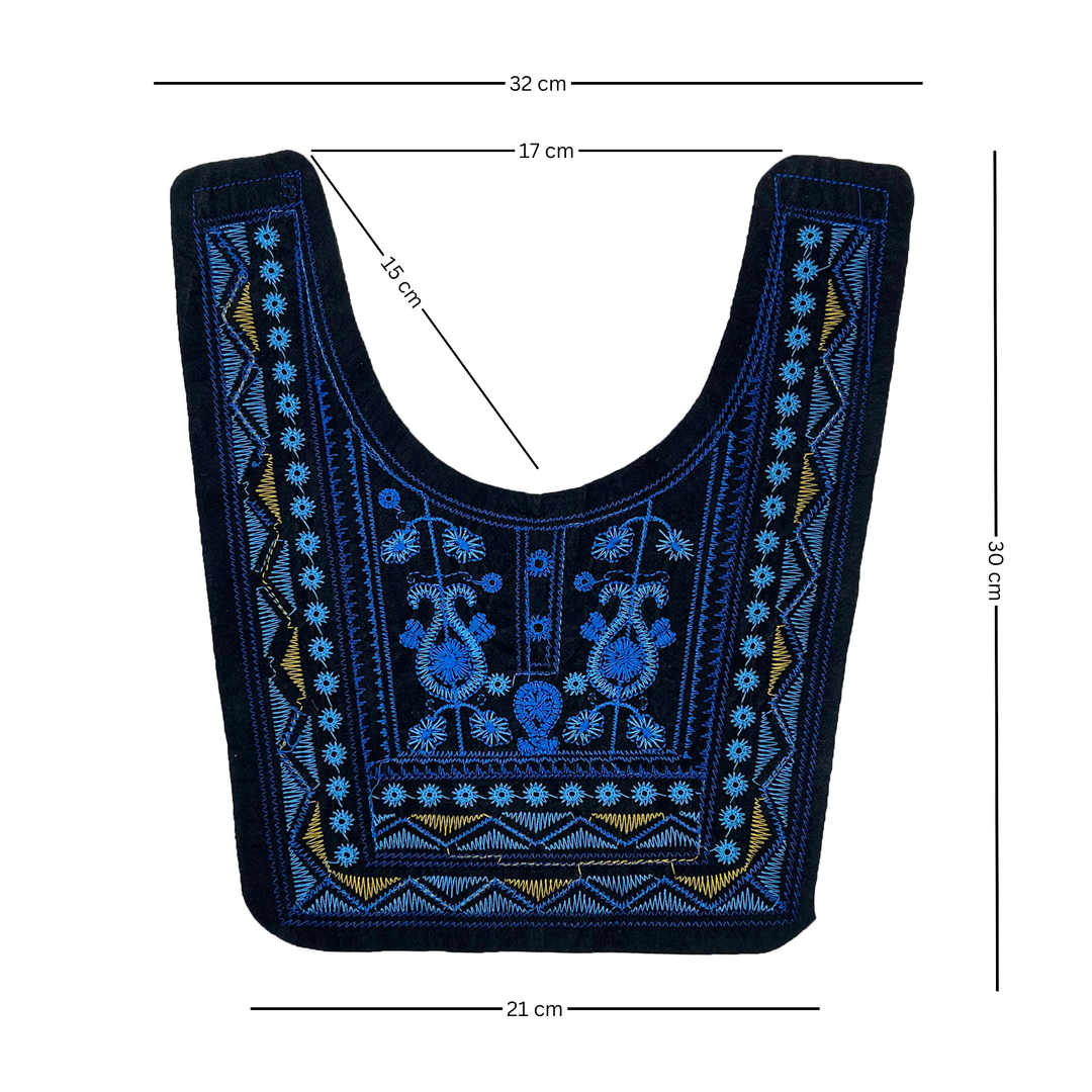 Blue paisley paradise design neckline