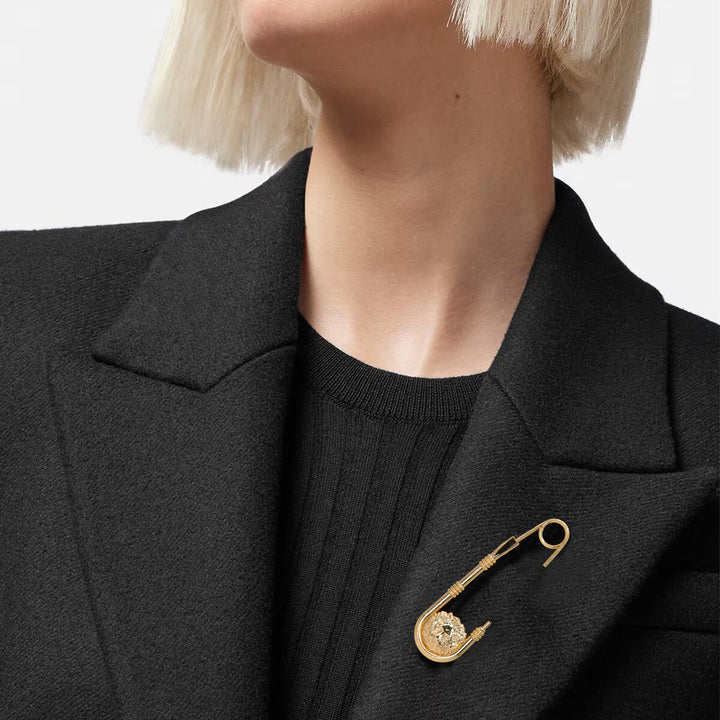 Lion Head Safety Pin Brooch