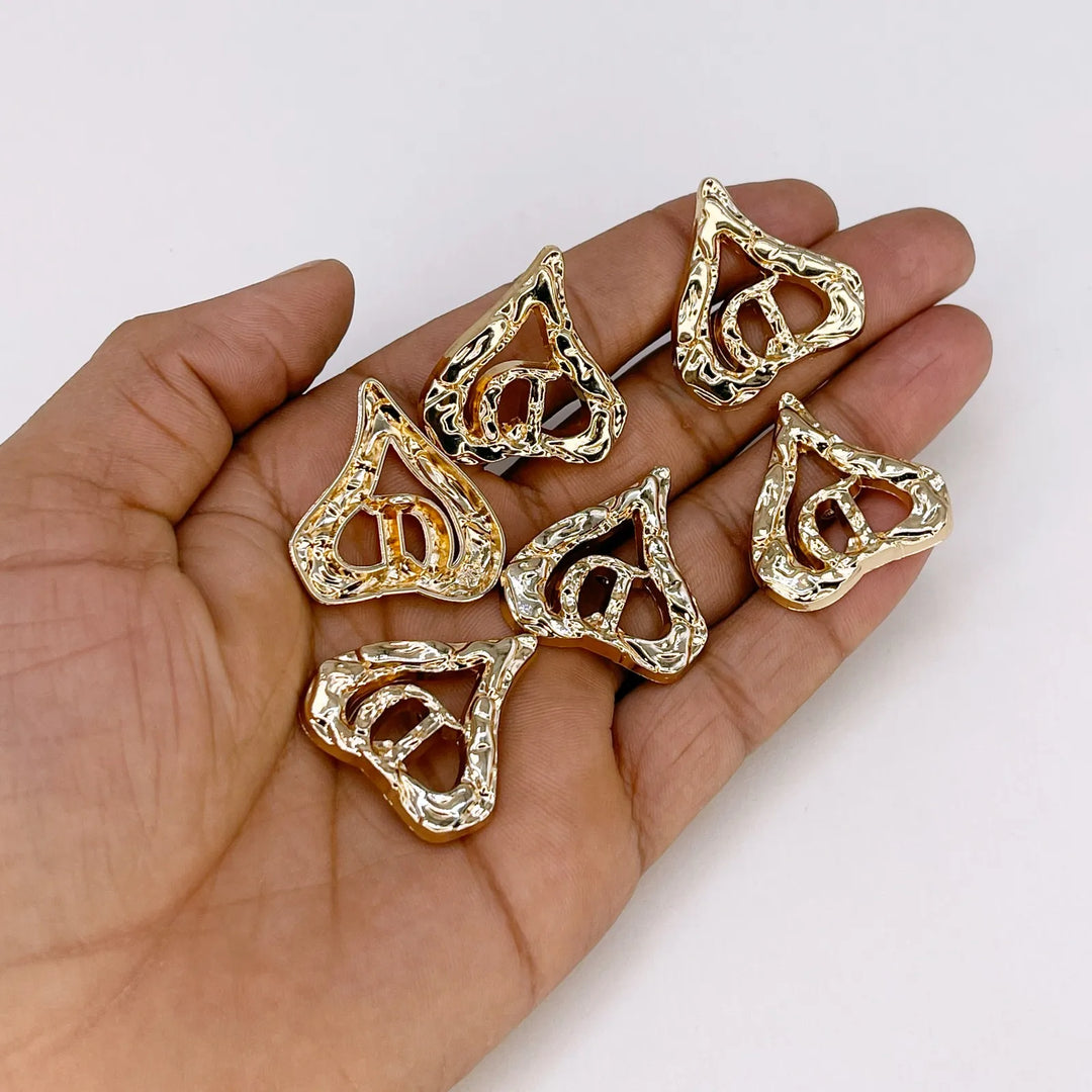 Heart Shaped Golden Metal Buttons | 28mm(44L)
