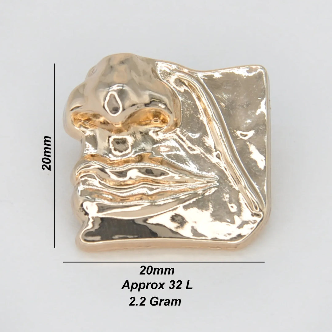 Designer Gold Plated Square Shape Metal Buttons | 20mm(32L)