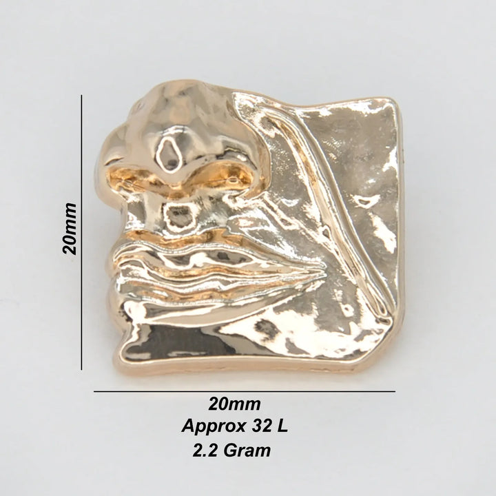 Designer Gold Plated Square Shape Metal Buttons | 20mm(32L)