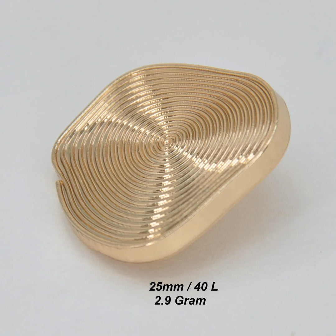 Spiral Maple Leaf Design Golden Metal Button | 25mm(40L)