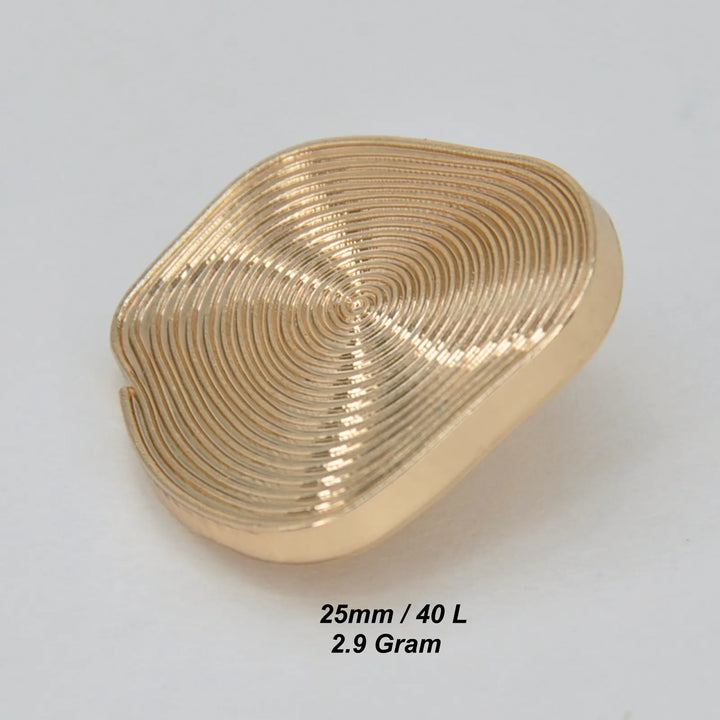 Spiral Maple Leaf Design Golden Metal Button | 25mm(40L)