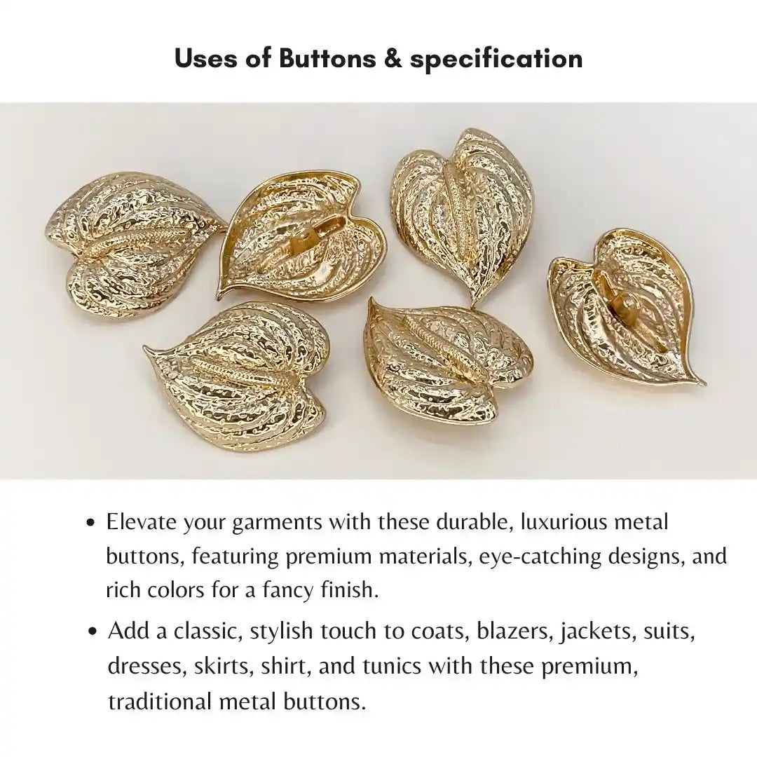 Royal Maple Leaf Design Gold Metal Buttons | 30mm(47L)