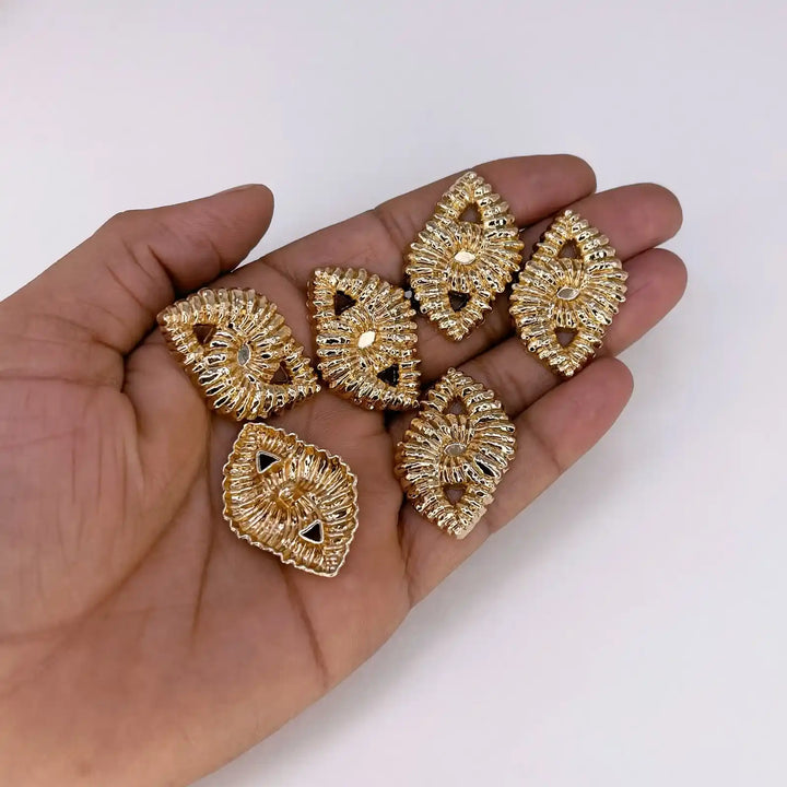 Elegant Eye-Shaped Golden Metal Buttons | 34mm(54L)