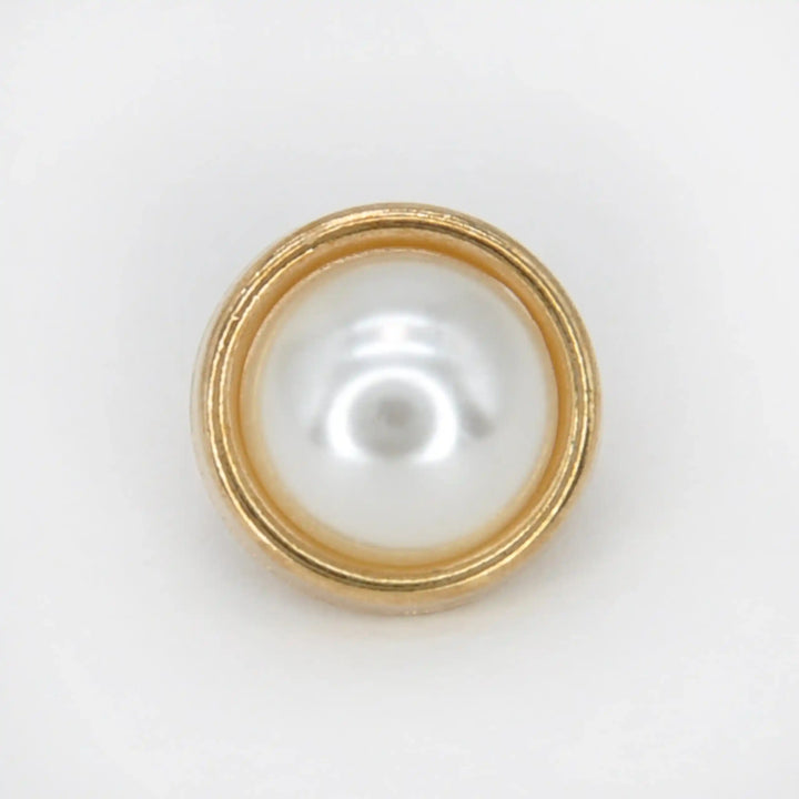 Pearl White Gold Rim Metal Button | 13mm (20L)
