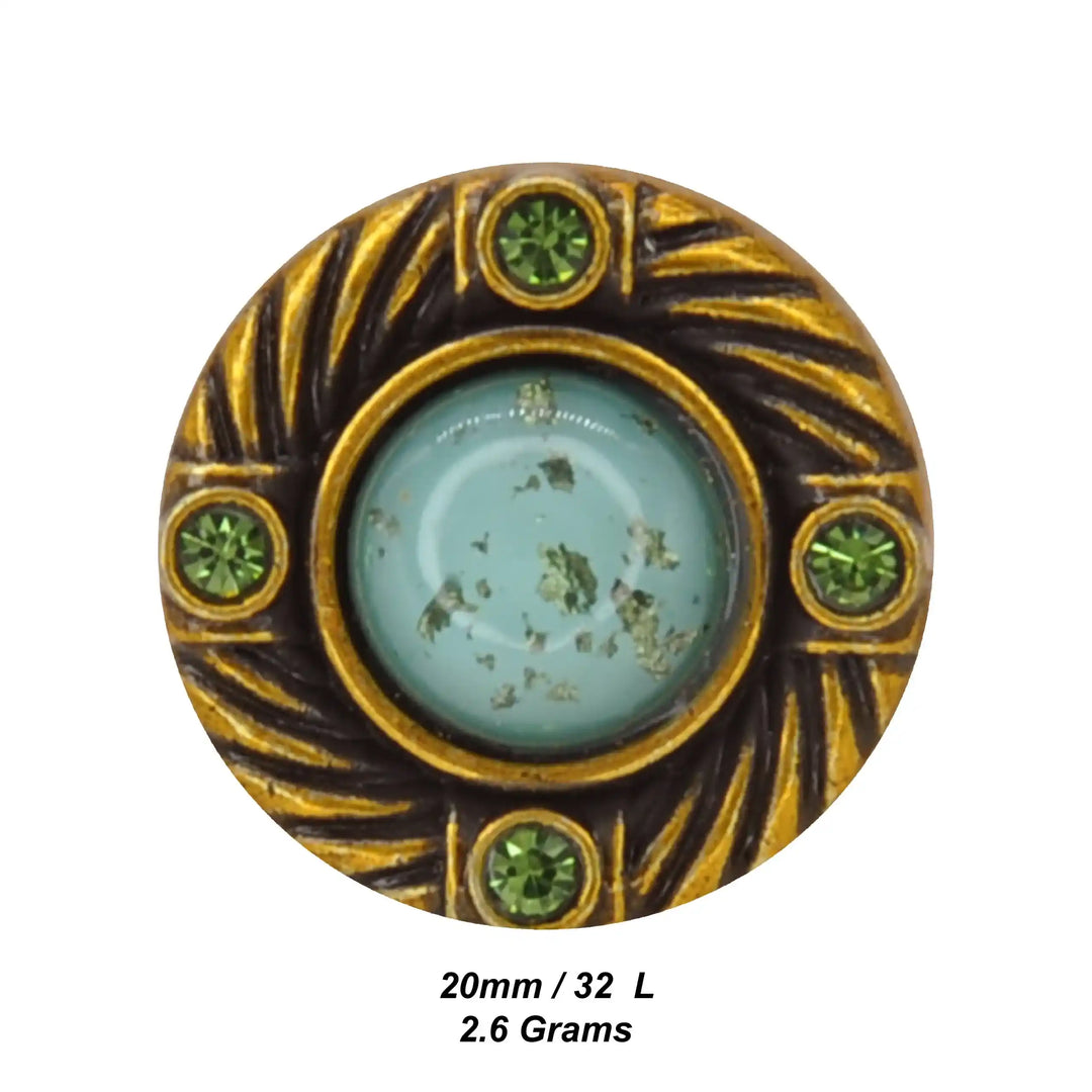 Emerald Stone Shank Metal Button | 20mm(32L)