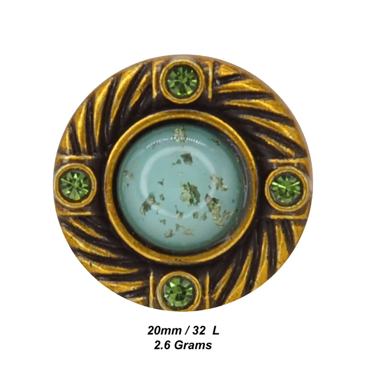 Emerald Stone Shank Metal Button | 20mm(32L)