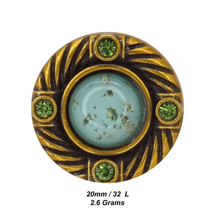 Vintage Royal Gem Shank Metal Button | 14mm (22L)