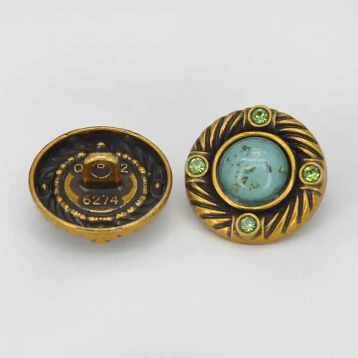 Vintage Royal Gem Shank Metal Button | 14mm (22L)