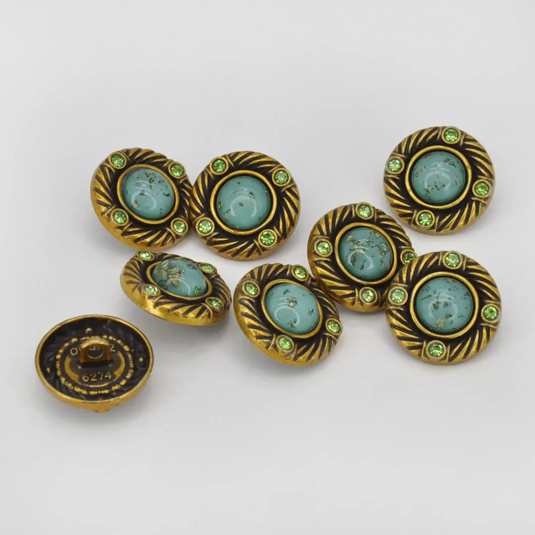 Vintage Royal Gem Shank Metal Button | 14mm (22L)